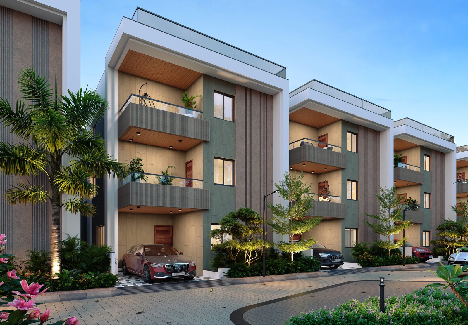 suprabhatha villas at kardanur - sslr infra developers - streetview night