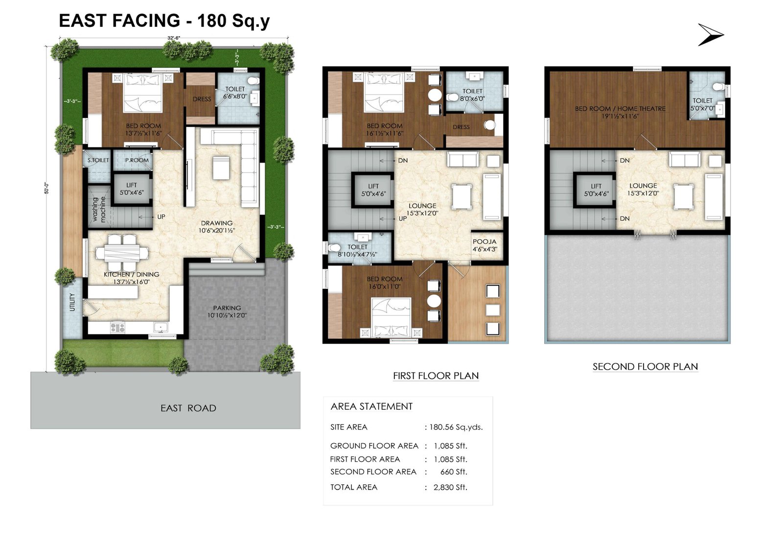 suprabhatha villas at kardanur - sslr infra developers - 180 east facing villa floor plan